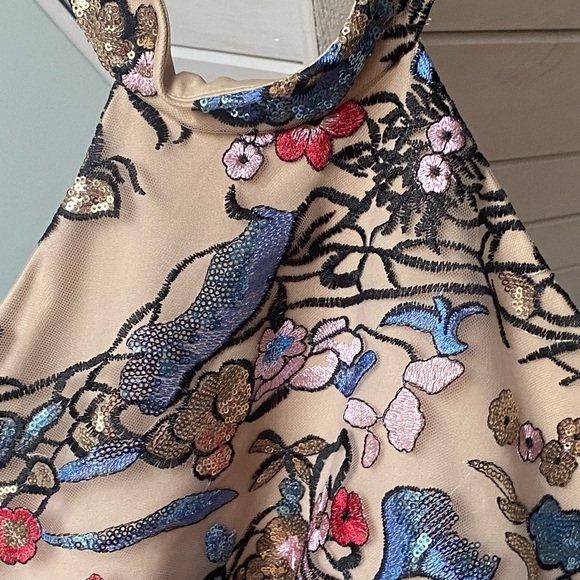 VTG Social Code Sequin Halter Top Cropped Size 11 Medium - Picture 3 of 13